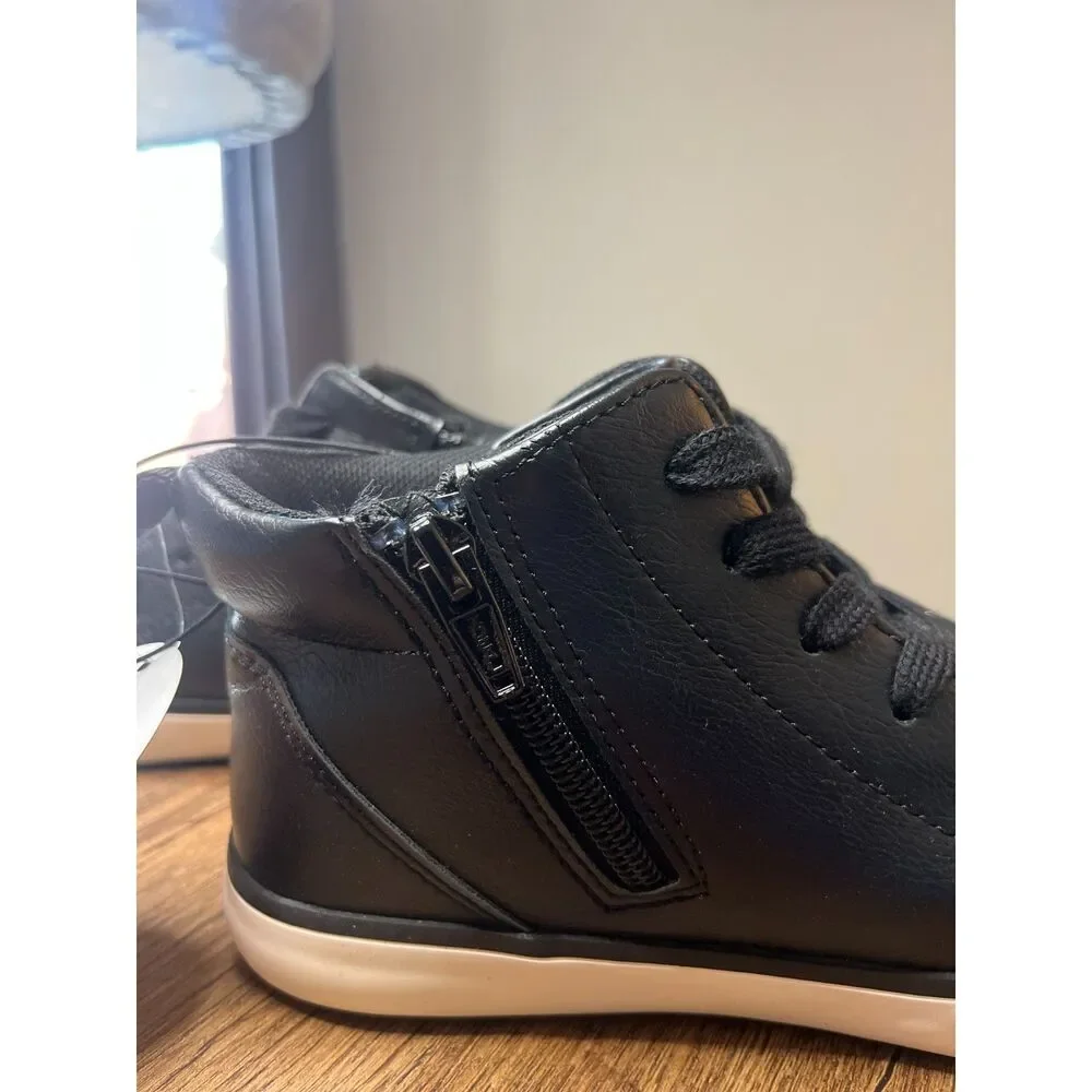 Wonder Nation Boys Black High Top Sneakers Size 3 Zip Side NWT